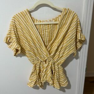 Flattering cinch waist ruffle top perfect for summer